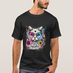 Be Pawsitive Happy Easter Cute Floral Cat Lover Gi T-Shirt