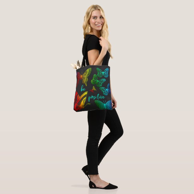 Be Positive Butterfly Tote Bag (On Model)