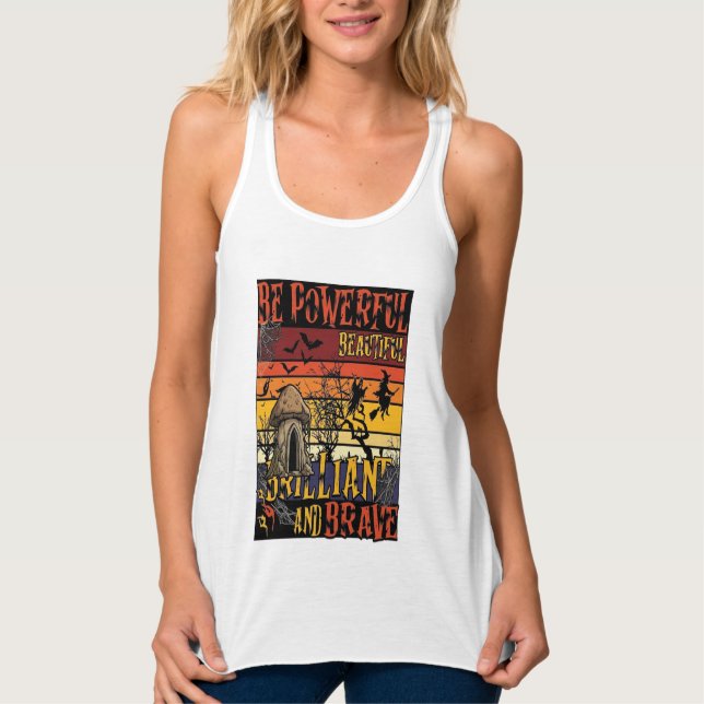 Be Powerful Beautiful Brilliant Halloween Mushroom Singlet (Front)