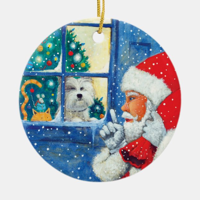 Be Quiet as a Mouse Ceramic Tree Decoration (Front)