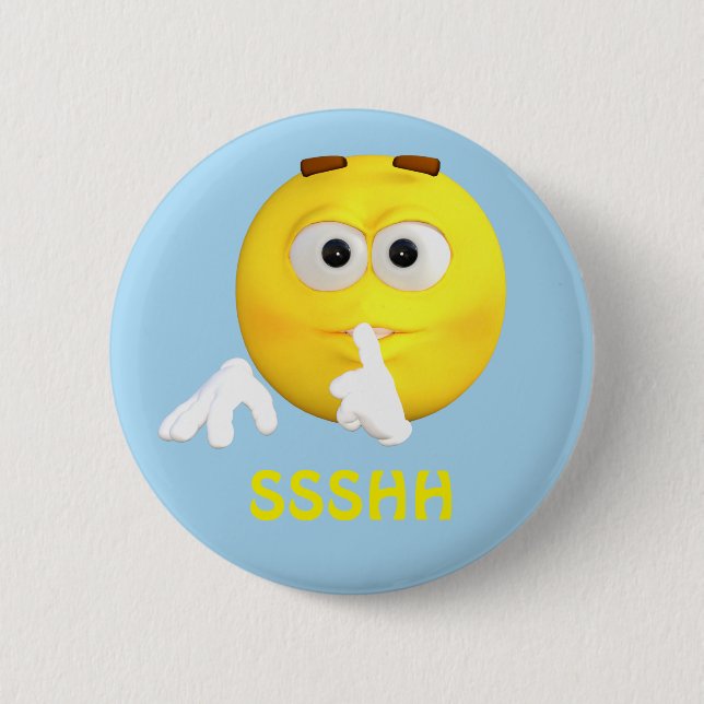 Be Quiet Emoji Emoticon Cartoon Face 6 Cm Round Badge (Front)