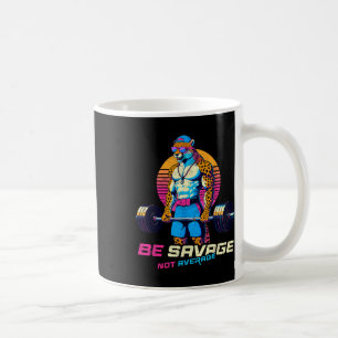 Be Savage Not Average Cheetah Bodybuilder Tee Gym Coffee Mug