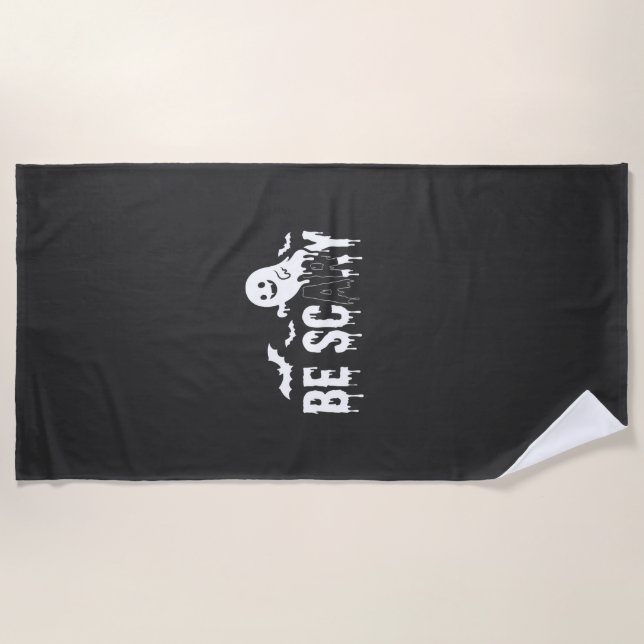 Be Scary Halloween Ghost Bat Design_1 Beach Towel (Front)
