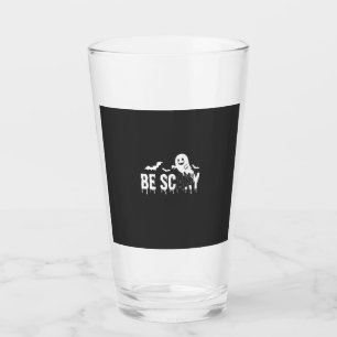Be Scary Halloween Ghost Bat Design_1 Glass