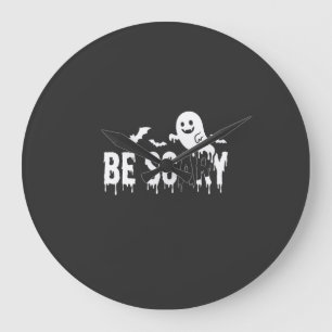 Be Scary Halloween Ghost Bat Design_1 Large Clock