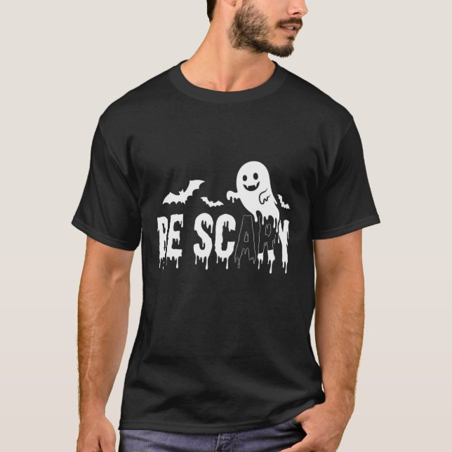 Be Scary Halloween Ghost Bat Design_1 T-Shirt (Front)