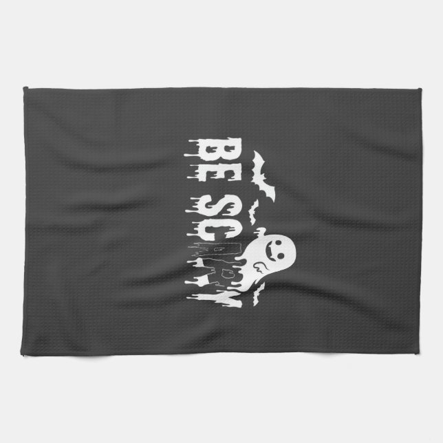 Be Scary Halloween Ghost Bat Design_1 Tea Towel (Horizontal)