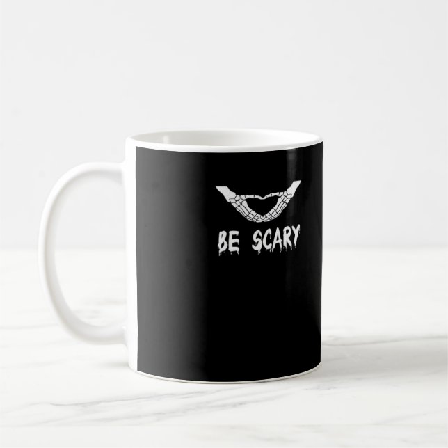 Be Scary Halloween Skeleton Over Heart Coffee Mug (Left)
