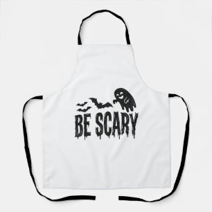 Be Scary Vintage Ghost Bat Halloween Shirt Design_ Apron
