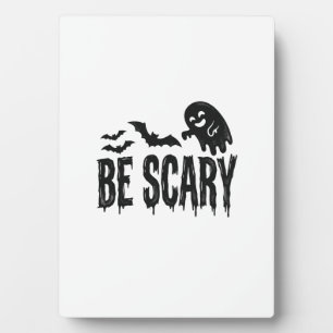 Be Scary Vintage Ghost Bat Halloween Shirt Design_ Plaque
