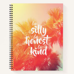 Be Sill Be Honest Be Kind Quote Retro Palm Tree Notebook