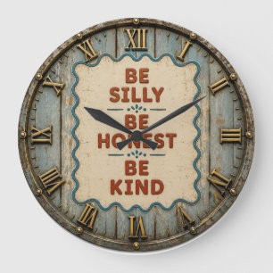 Be Silly Be Honest Be Kind Rustic Farmhouse Large Clock