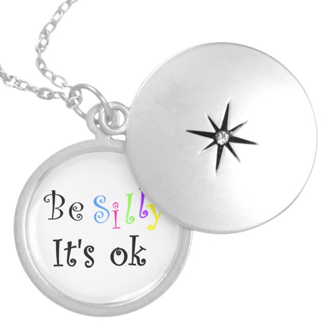 Be Silly It's ok-locket Silver Plated Necklace (Front)