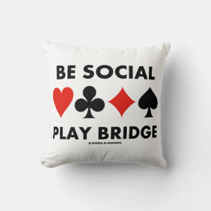 Be Social Play Bridge Four Card Suits Advice Cushion