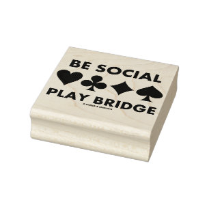 Be Social Play Bridge Four Card Suits Advice Rubber Stamp