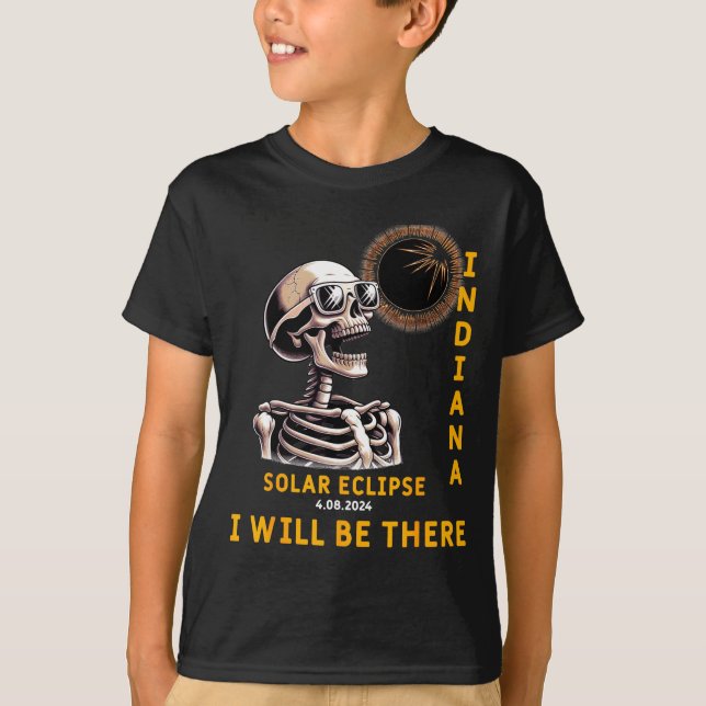 Be Solar Eclipse Skeleton Indiana Will T-Shirt (Front)