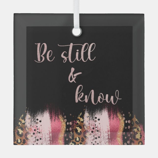Be Still and Know Bible Verse Glass Tree Decoration (Front)
