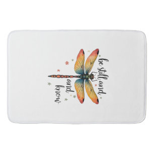 Be still and know Floral Dragonfly Christian Summe Bath Mat