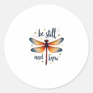 Be still and know Floral Dragonfly Christian Summe Classic Round Sticker