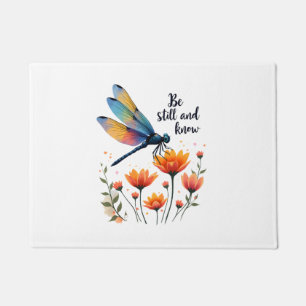 Be still and know Floral Dragonfly Christian Summe Doormat