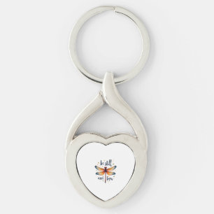 Be still and know Floral Dragonfly Christian Summe Key Ring