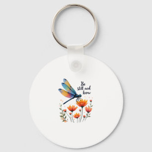 Be still and know Floral Dragonfly Christian Summe Key Ring