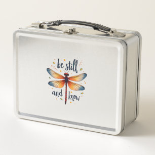 Be still and know Floral Dragonfly Christian Summe Metal Lunch Box