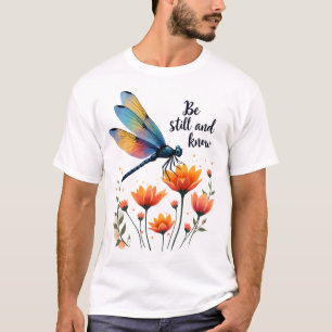 Be still and know Floral Dragonfly Christian Summe T-Shirt