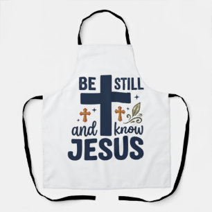 Be Still and Know Jesus Christian Typography Shirt Apron