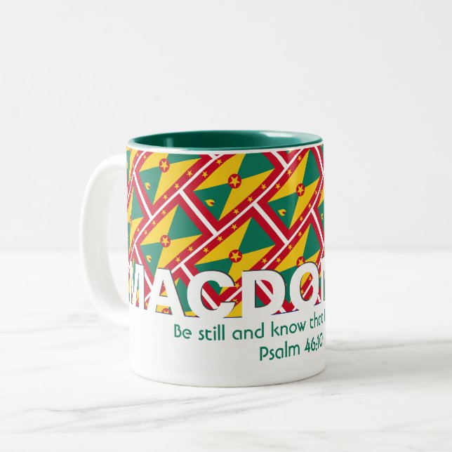 BE STILL AND KNOW | Personalised | GRENADA FLAG Two-Tone Coffee Mug (Front Left)