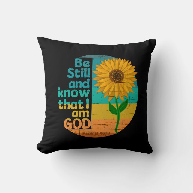 Be still and know that I am God Bible Verse Cushion (Front)