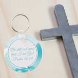Be Still and Know That I am God Bible Verse Key Ring<br><div class="desc">Beautiful heavenly clouds surround this lovely Bible verse. Be still and know that I am God. Psalm 46:10. This Christian quote always brings me peace and calm. Share this gift of serenity and Christianity with fellow church members and religious friends.</div>