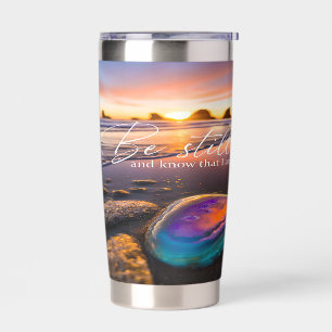 Be still beach sunset agate insulated tumbler