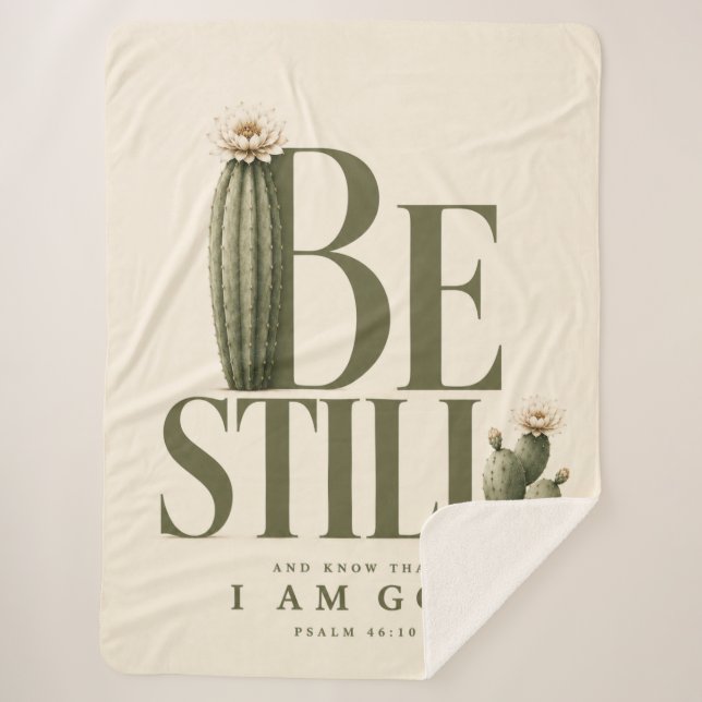 BE STILL | Cream | Psalm 46:10 Sherpa Blanket (Front)