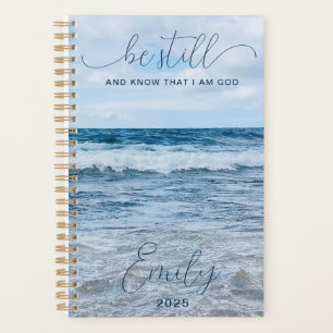 Be Still Inspiring Quote Blue Waves Photo Planner