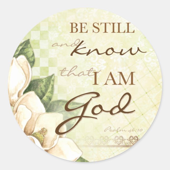 Be Still... Magnolia Round Stickers (Front)
