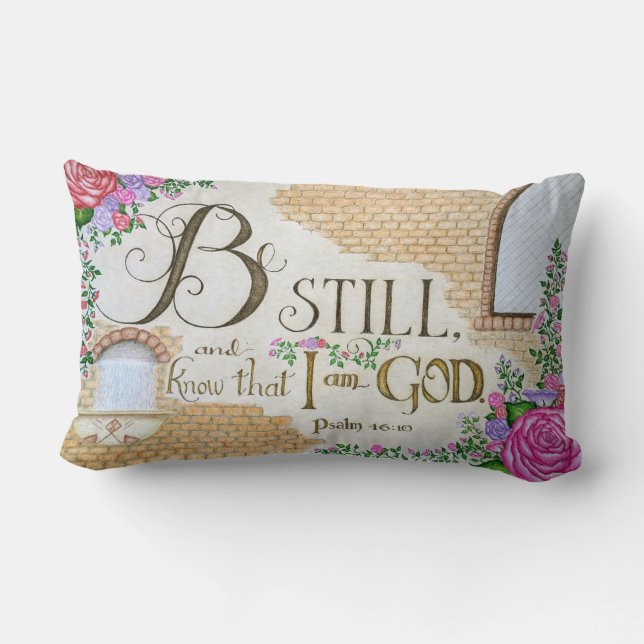 Be Still, Psalm 46:10 - Throw Pillow (Back)
