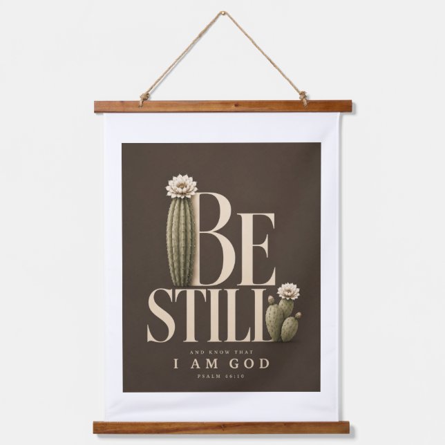 BE STILL | Psalm 46:10 | Walnut Hanging Tapestry (Front)