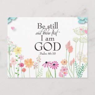 Be Still Psalms Christian Flower Postcard