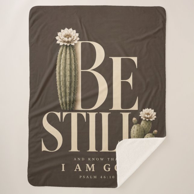 BE STILL | Walnut | Psalm 46:10 Sherpa Blanket (Front)