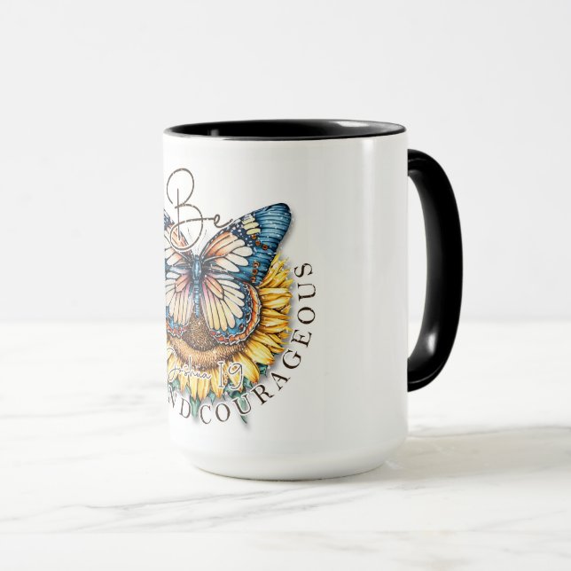 Be strong and courageous bible quote mug (Front Right)