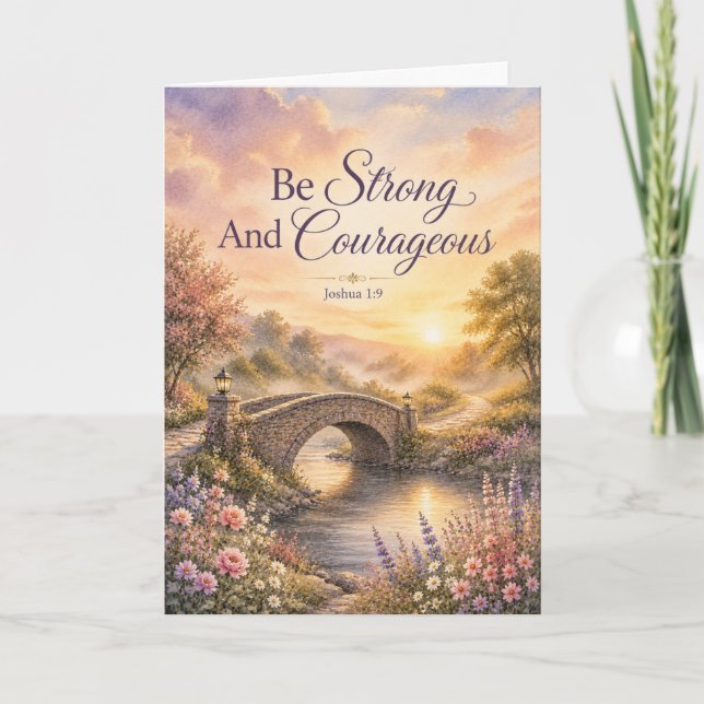 Be Strong And Courageous Watercolor Scripture Card (Front)