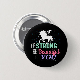 Be Strong Beautiful You - Gymnastics Unicorn 6 Cm Round Badge