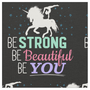 Be Strong Beautiful You - Gymnastics Unicorn Fabric