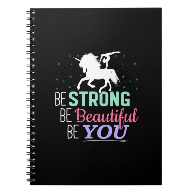 Be Strong Beautiful You - Gymnastics Unicorn Notebook (Front)