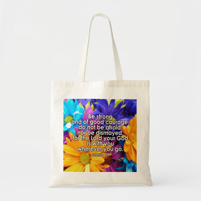 Be Strong Bible Scripture Tote Bag (Front)