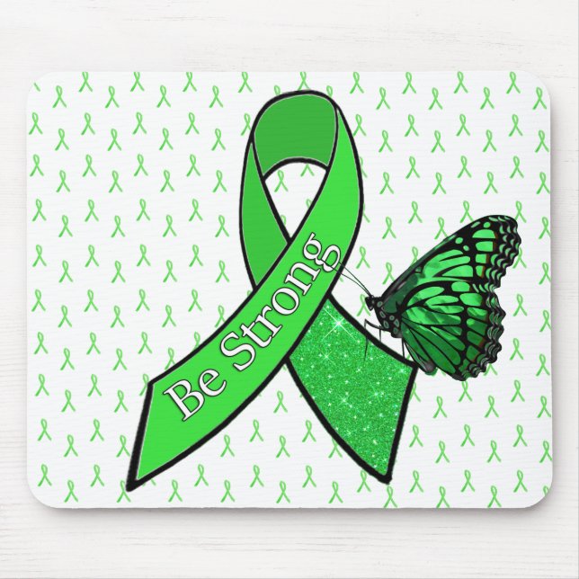 "Be Strong" Butterfly Lyme Awareness Ribbon Mouse Pad (Front)