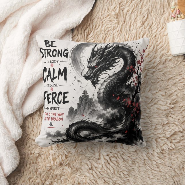 Be Strong, Calm & Fierce Dragon Cushion (Blanket)