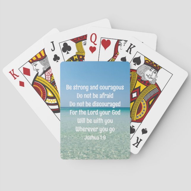 Be Strong & Courageous Beautiful Christian Beach Playing Cards (Back)