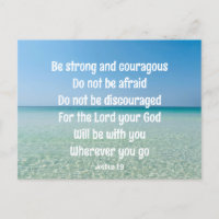 Be Strong Inspirational Bible Verse Beach